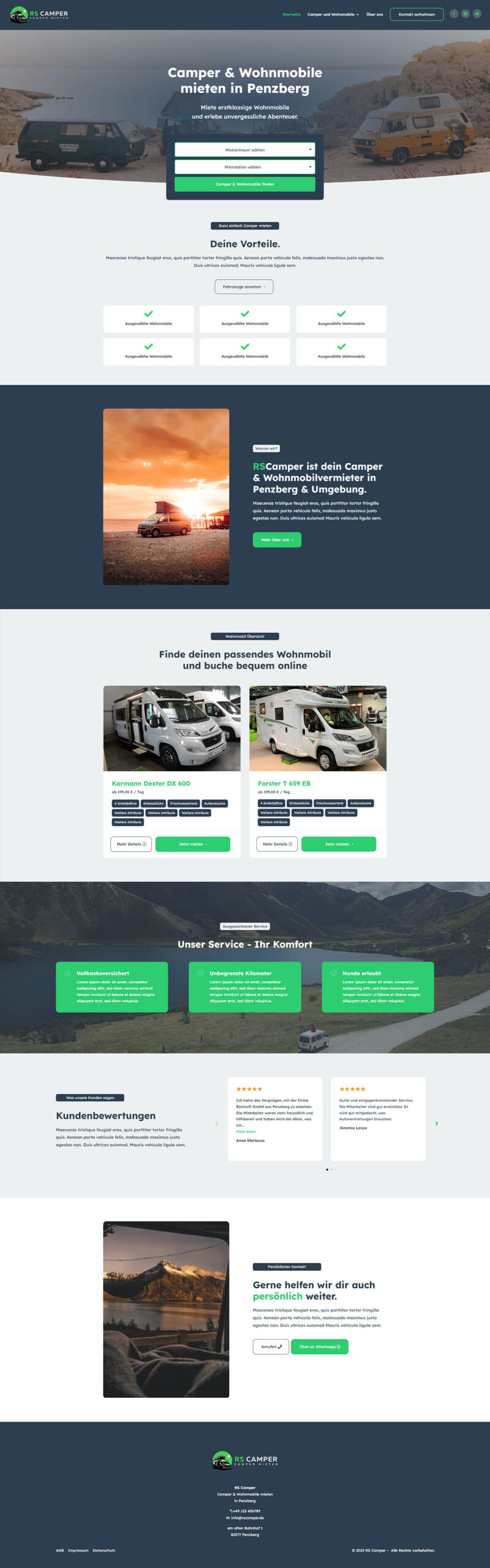 Website für Vermieter von Campern und Wohnmobilen